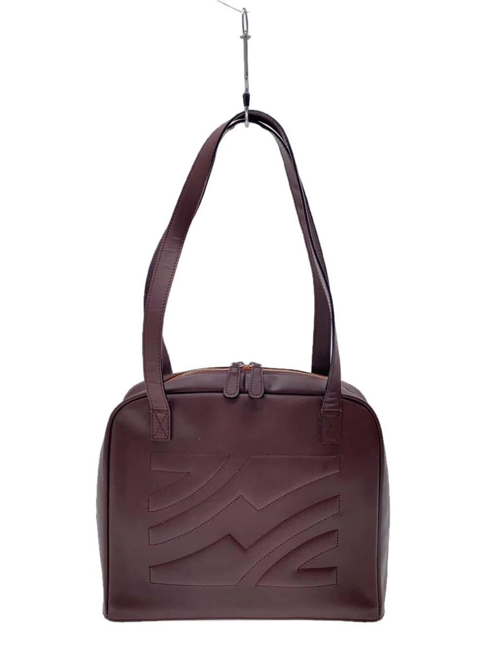 Salvatore Ferragamo dark burgundy Red leather shoulder bag embossed logo
